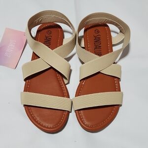 SANDALUP Elastic Ankle Strap Flat Sandals for Women